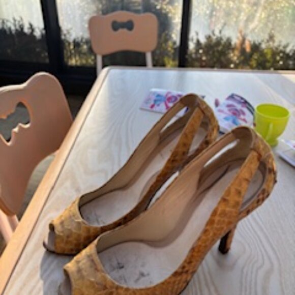 Fendi Vintage Yellow/Brown Snakeskin Heels - Picture 5 of 9